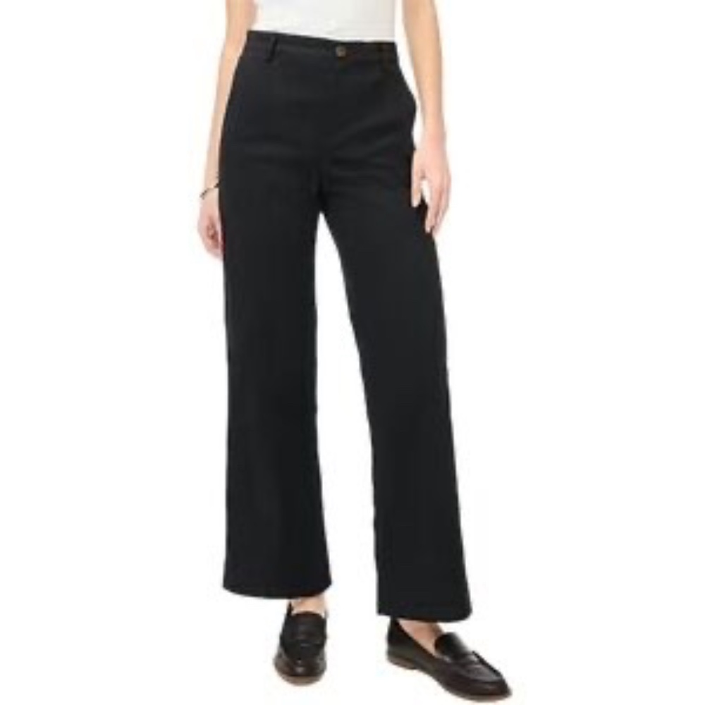 Loft Black Linen High Rise Wide Leg Cropped Pants NWT Size 2 Petite - Picture 2 of 7
